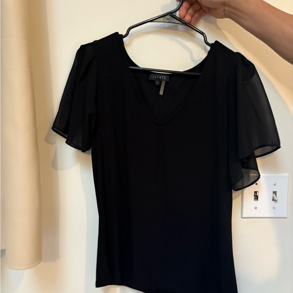 1. State Black Sheer Sleeve Blouse
